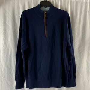 LUXURY CASHMERE CREMIEUX Quarter-Zip Sweater in Navy Size Large NWT MSRP $250